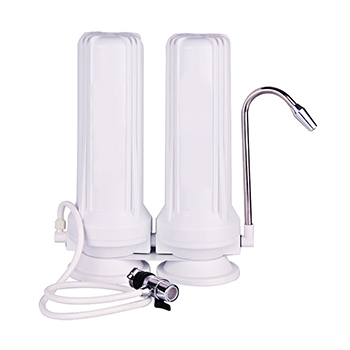 Counter top water filtration system in white
