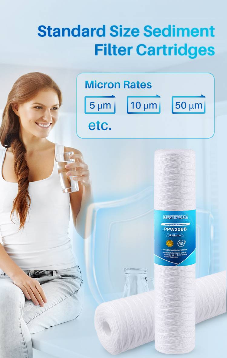 5 micron string wound sediment filter for home drinking water filtration