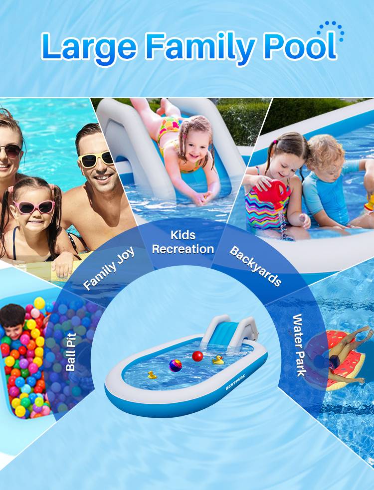 padding pool with slide and sprinkler