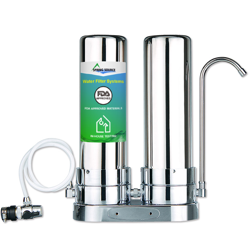 2-Stage Stainless Steel Countertop Water Filtration Filter System 