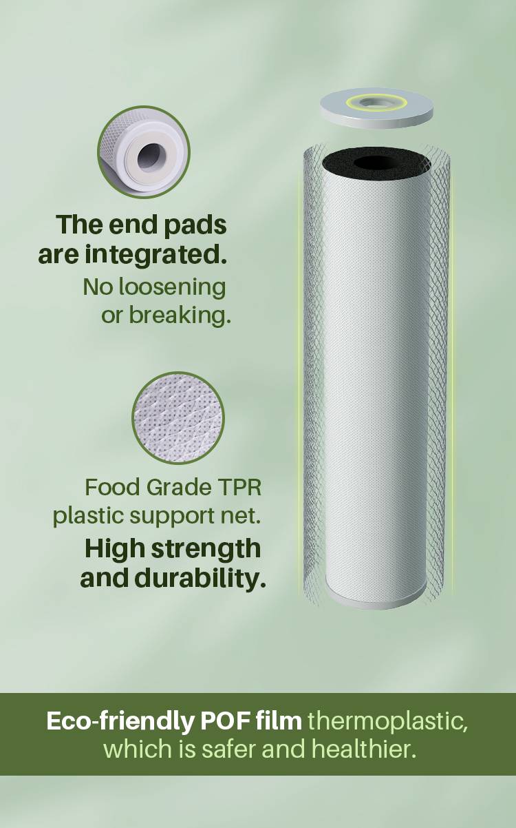 carbon block filter cartridge made of food grade materials