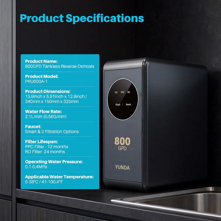 PRU600A-1 800GPD Tankless RO System