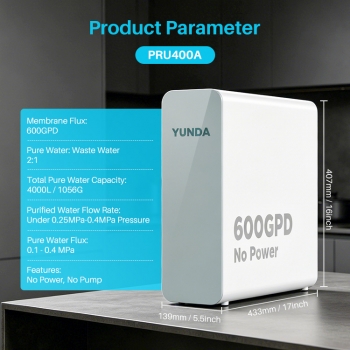 PRU400A No Power Tankless 600GPD RO System